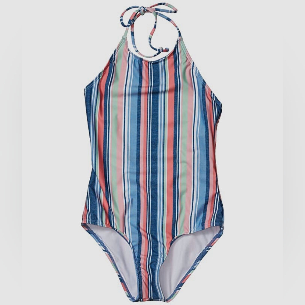 Splendid Girls' Strappy Back High Neck One Piece Swimsuit